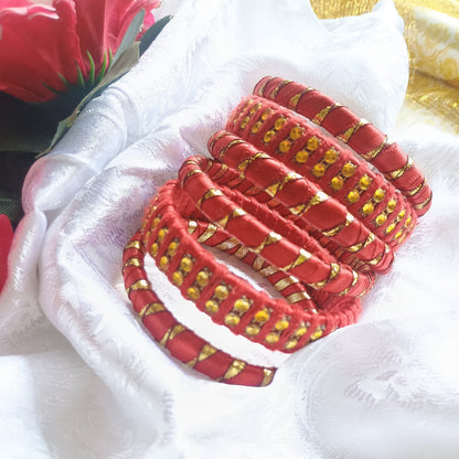 Handmade partywear Red Golden Kangan Set