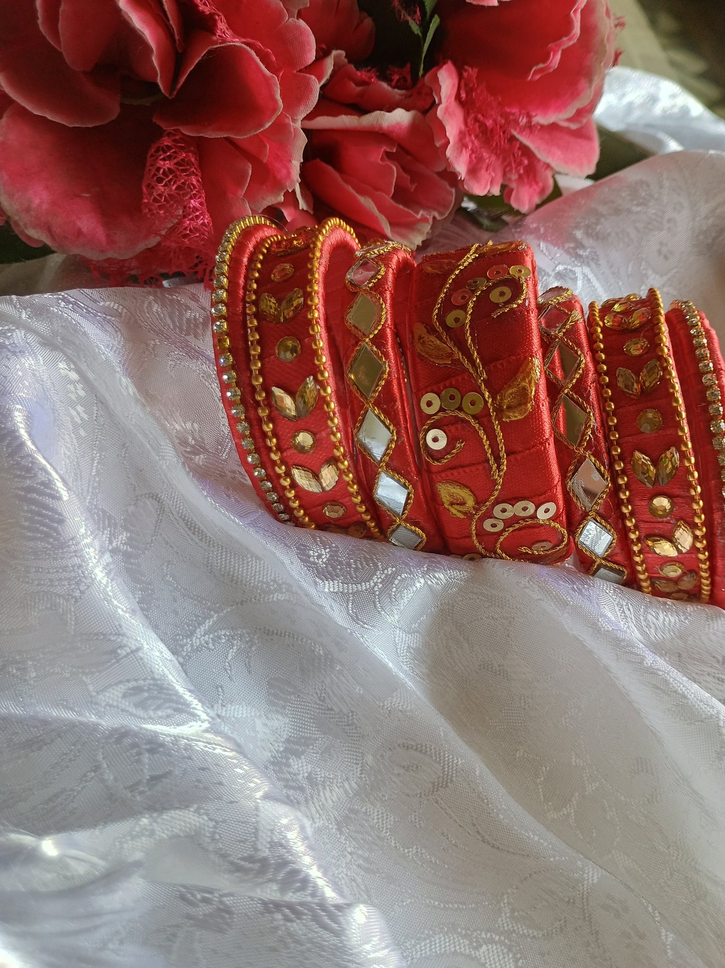 Handmade Red Golden Chuda Bangles