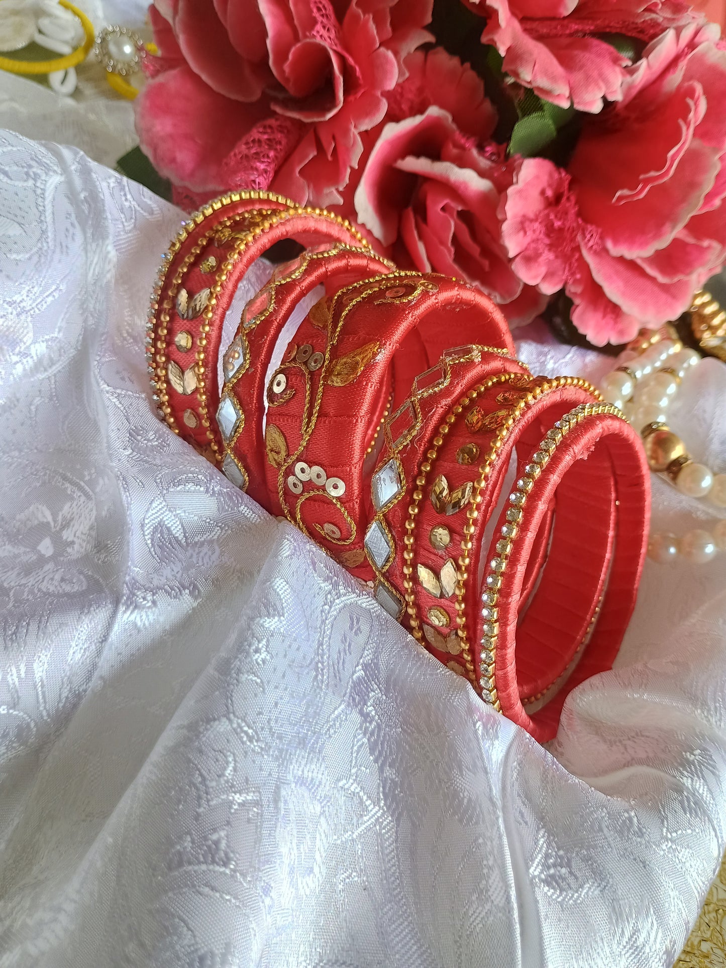 Handmade Red Golden Chuda Bangles