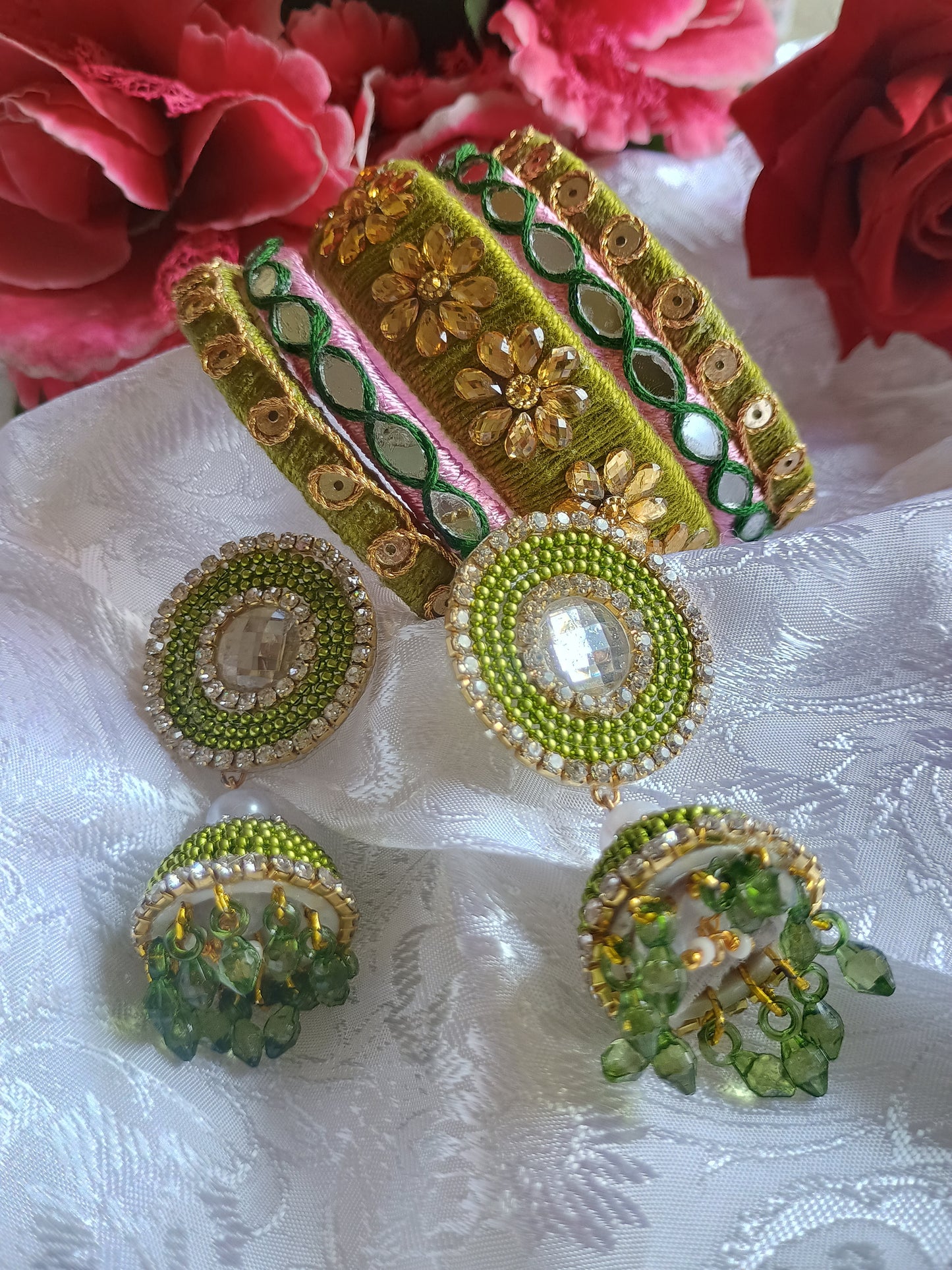 Mehendi special bangles and earrings