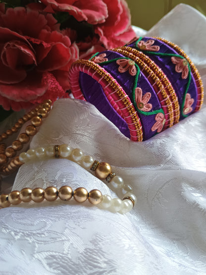 Pink and Purple handmade bangle set