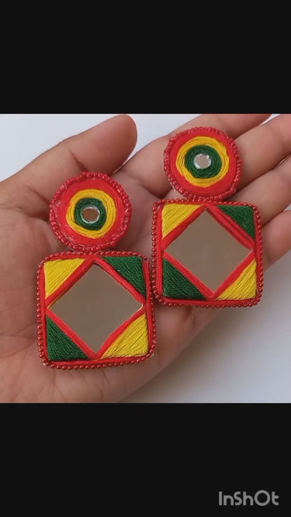 Mirror and thread Earrings