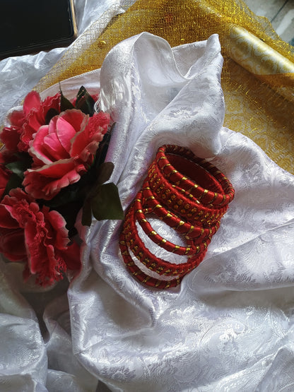 Handmade partywear Red Golden Kangan Set