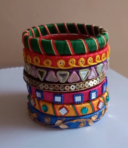 Beautiful multicolored handmade bangle set