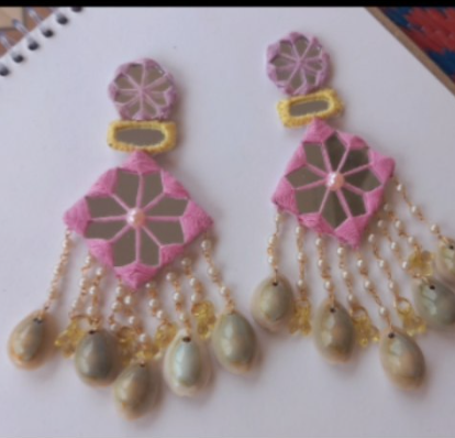 Wedding Special Mirror & Kawdi Earrings